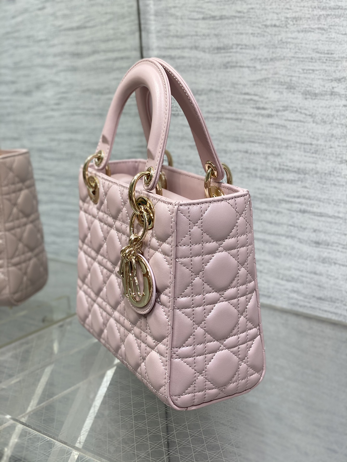 Small Lady Dior My ABCDior Bag Pale Pink Cannage Lambskin